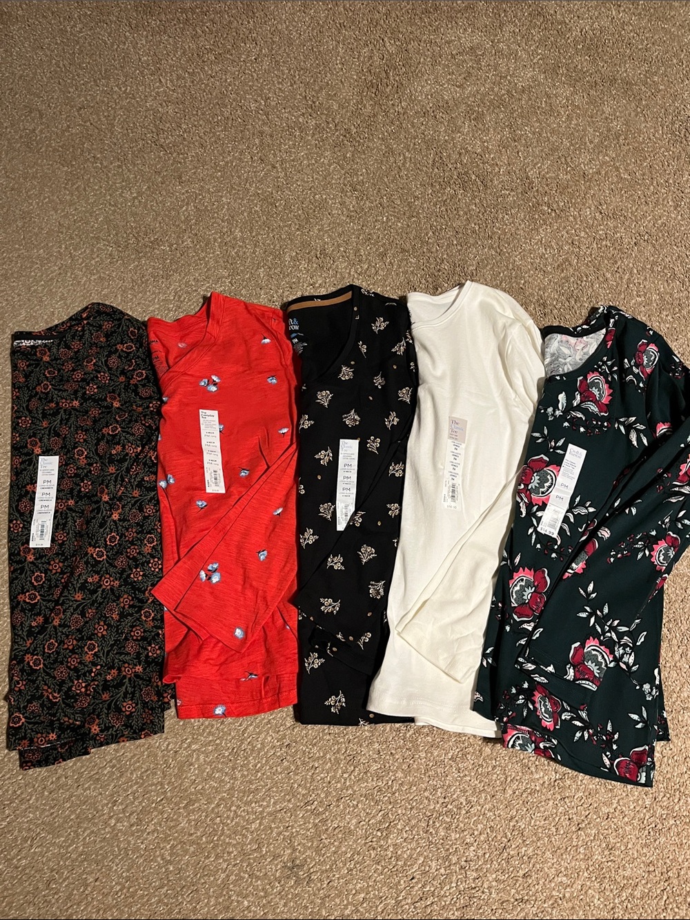 5 Women’s Floral & Solid Long Sleeve Tops all NWT Petite medium PM